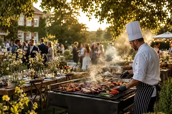 halal-certified outdoor buffet catering spread in London