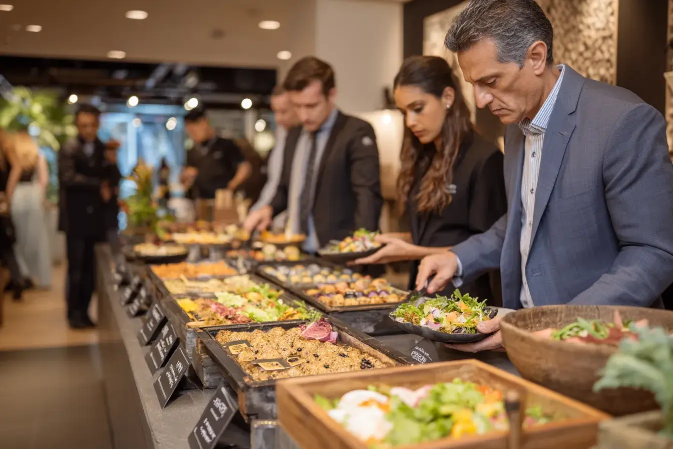 Corporate catering buffet set up for a business event in Uxbridge
