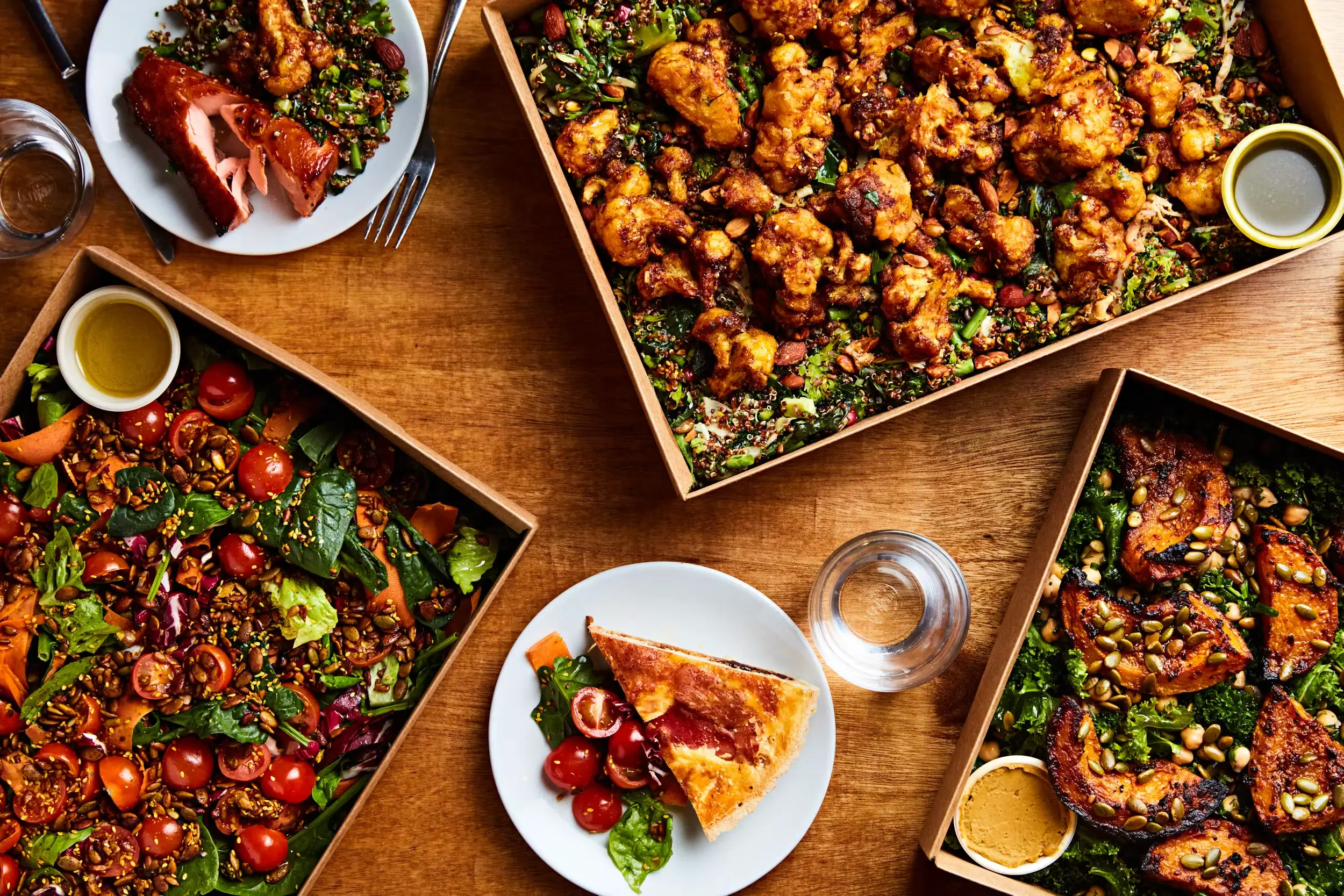 London corporate catering buffet with halal South Asian dishes laid out for a business event