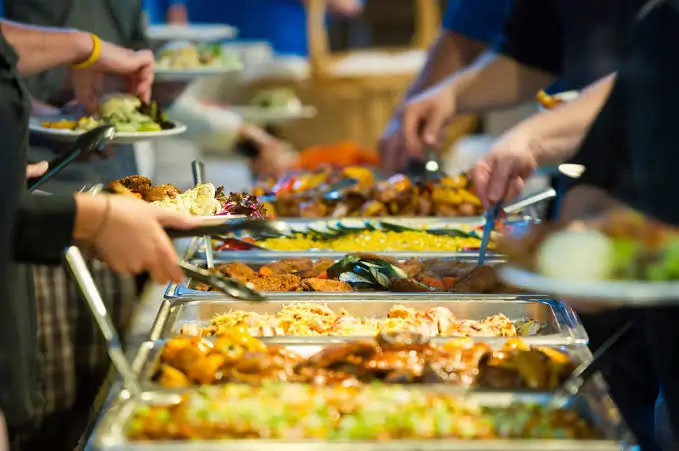 Halal-certified corporate catering dishes served at an office event in Harrow