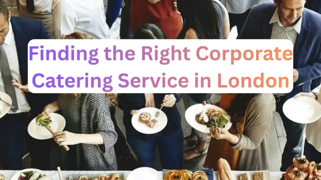 Corporate catering spread set up for a team lunch in a London office.