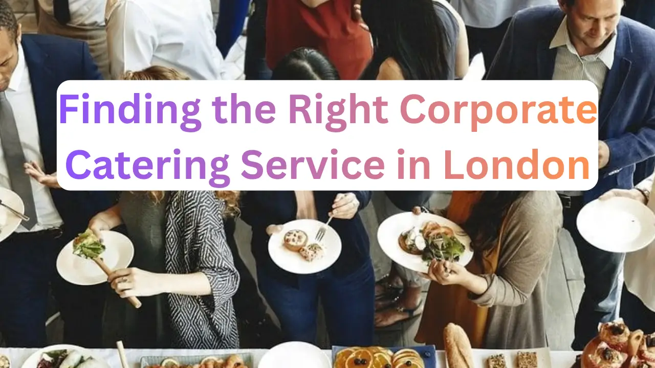 Corporate catering spread set up for a team lunch in a London office.